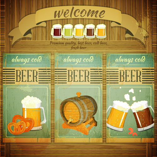 Vintage Fast Food with Menu vector 05