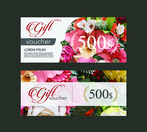 Flower gift voucher vintage template vector