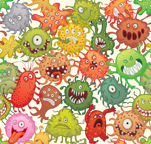 styles funny cartoon bacteria 