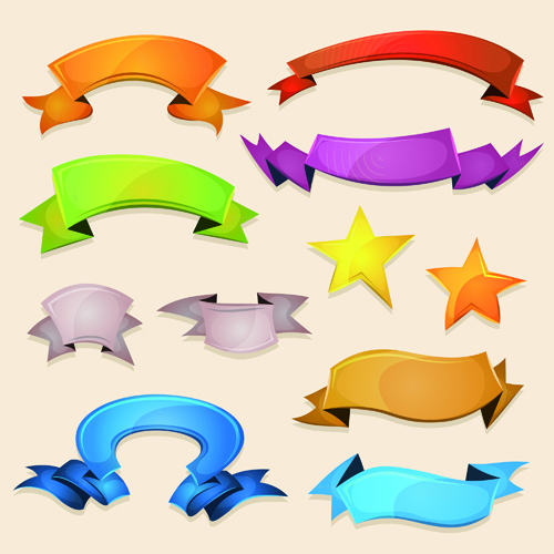 Funny colored ribbons banners vector 01