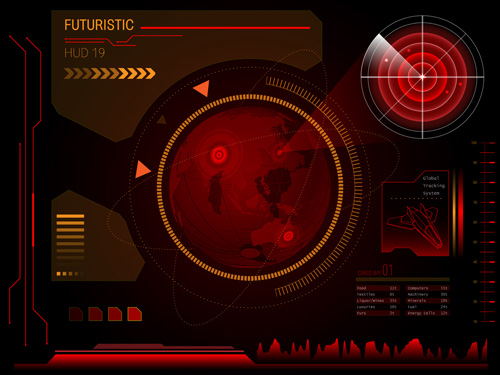 Futuristic HUD interface tech background vector 07