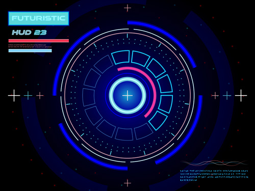Futuristic HUD interface tech background vector 08