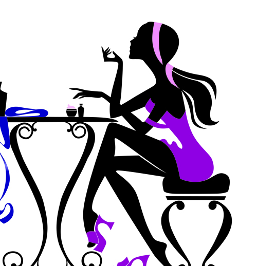 Stylish glamour Girls design elements vector 04