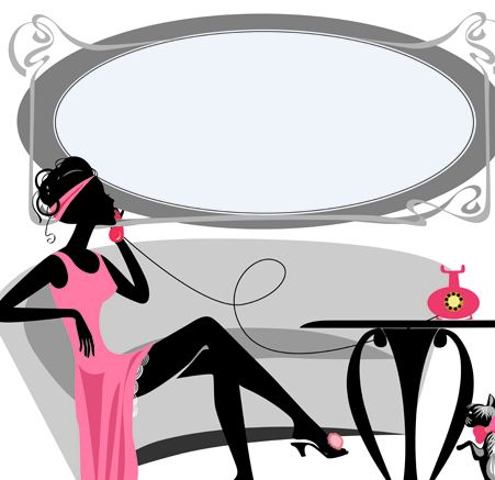 Stylish glamour Girls design elements vector 05