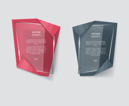 Glass with origami business banners vector 07