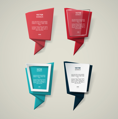 Glass with origami business banners vector 09