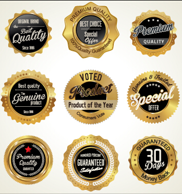 labels golden commercial badges 