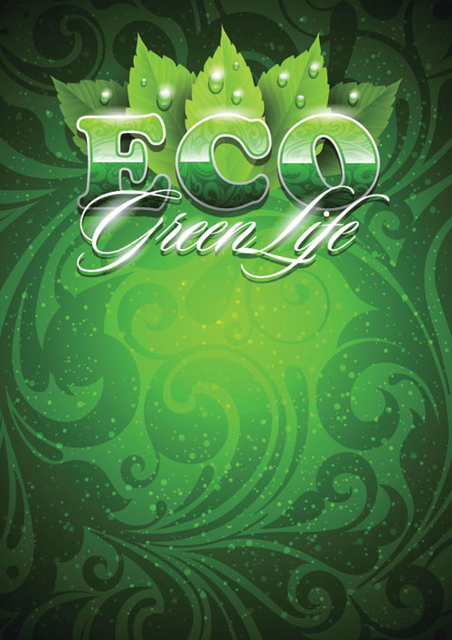 Green floral with Eco background vector
