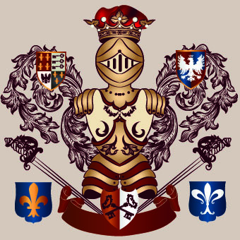 Vintage Heraldry design elements vector set 01