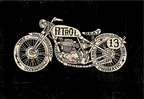 Retro font posters poster motorcycle creative 