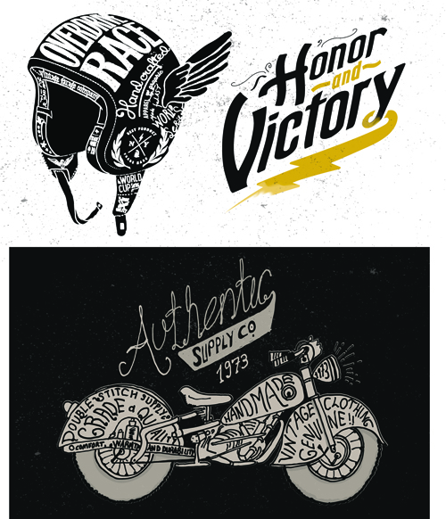 Retro font posters motorcycle creative 