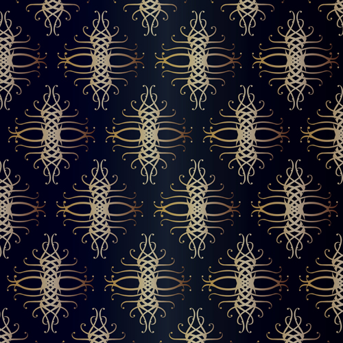 Ornate damask seamless pattern vectors material 02