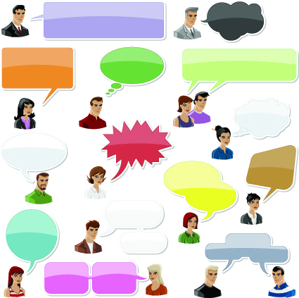 People with speech bubbles design elements 01