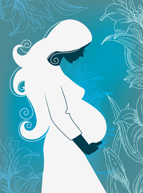 Pregnant woman design elements vector set 01