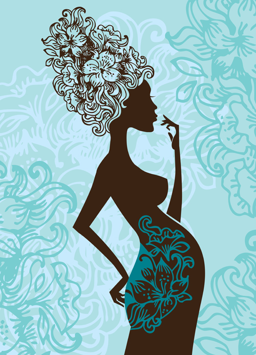 Pregnant woman design elements vector set 03
