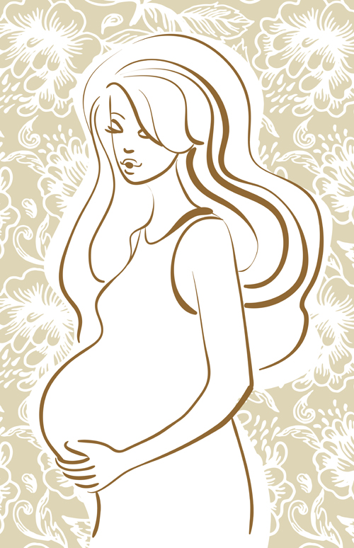 Pregnant woman design elements vector set 04