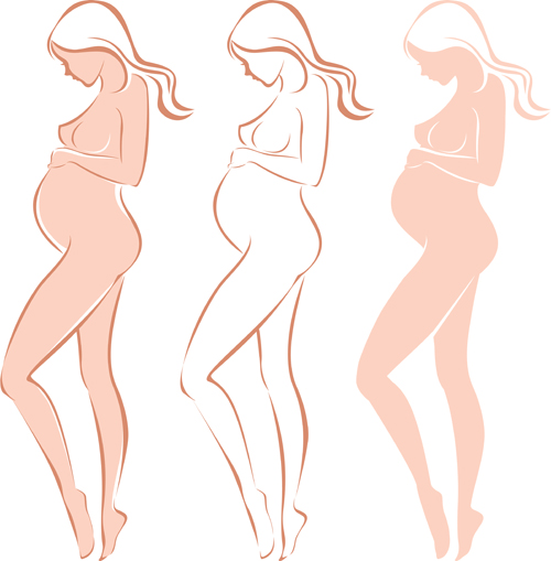 Pregnant woman design elements vector set 05