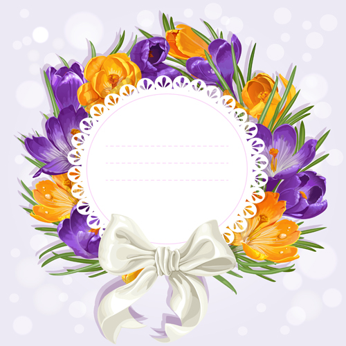 rple flower with bow vector cards 02 Purple flower with bow vector cards 02