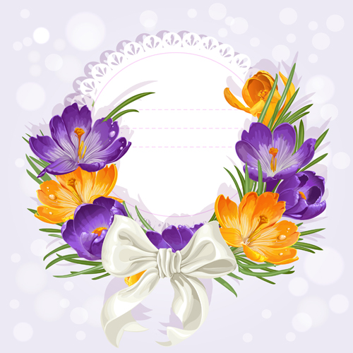 rple flower with bow vector cards 03 Purple flower with bow vector cards 03