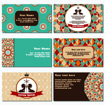 Retro geometry business cards vector 02