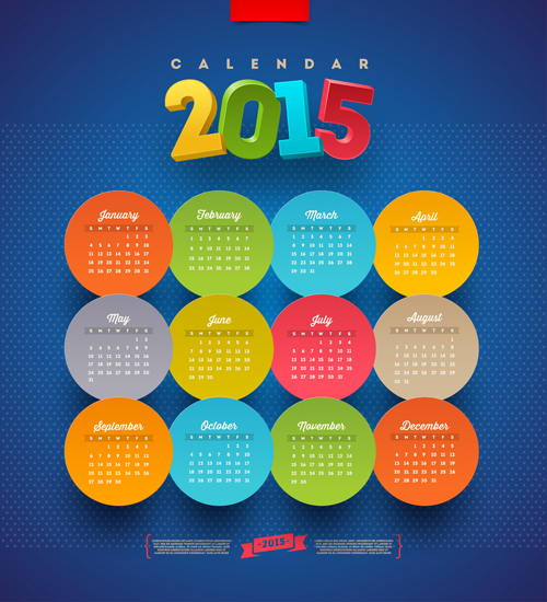 round cards calendar 2015 