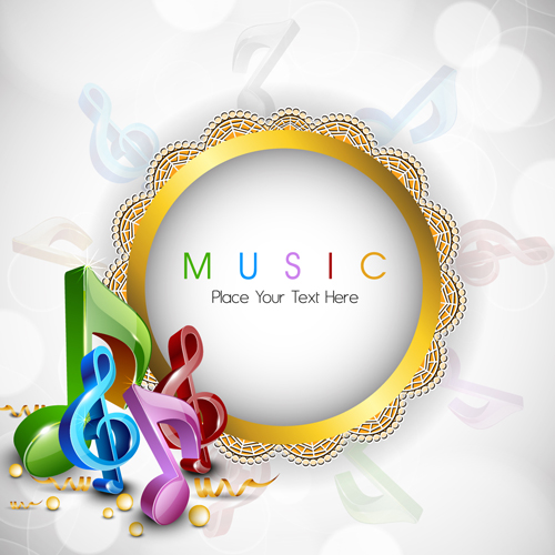 music lace frame background vector background 