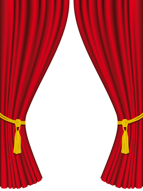 Red curtain for Backstage design vector 05