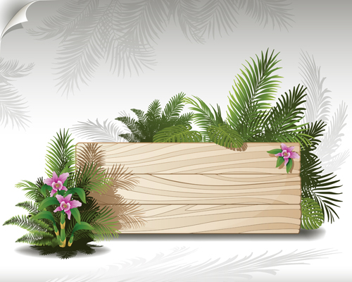 lants with billboard vector design 01 Tropical plants with billboard vector design 01