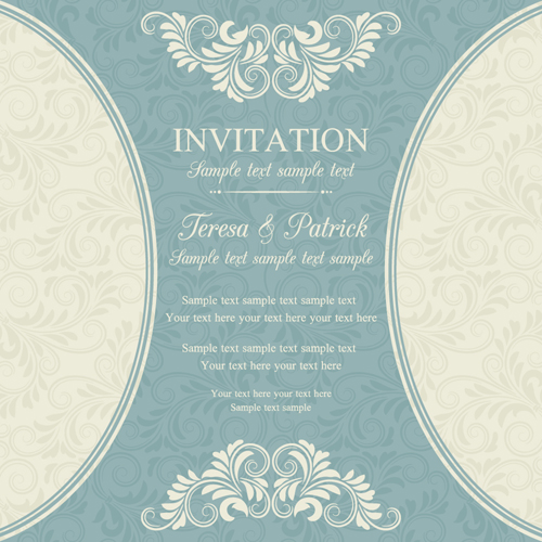 Vintage ornate holiday invitation cards vector 01