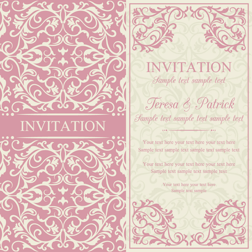 Vintage ornate holiday invitation cards vector 02
