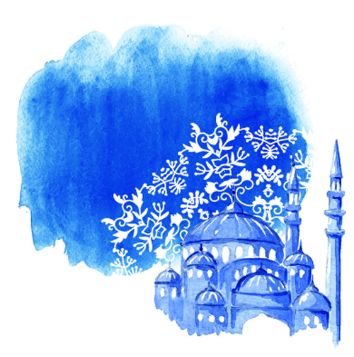 watercolor ramadan kareem drawing background 