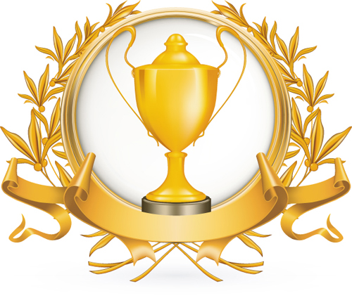 Champion Cup And medals design vector set 04