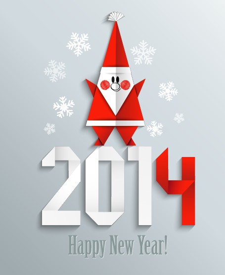 year origami new year height greeting christmas card vector card 
