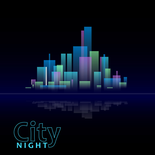 Beautiful night city vector 01
