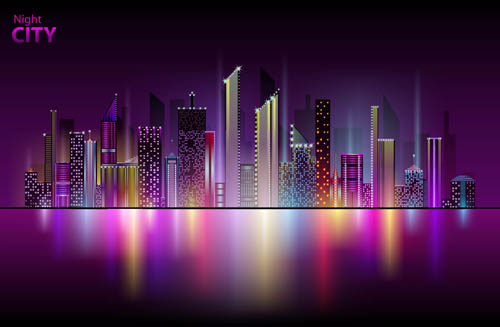 Beautiful night city vector 02