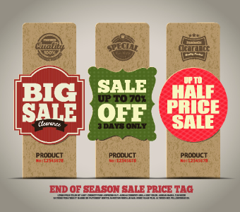 Vintage cardboard sale tags vector 03