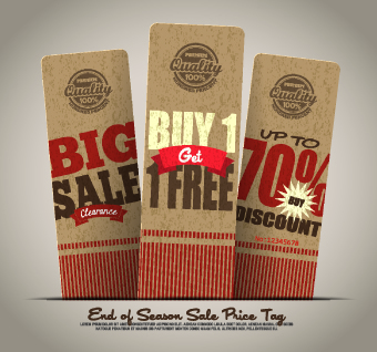 Vintage cardboard sale tags vector 04