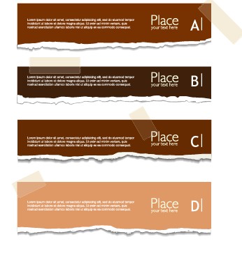 Torn paper colored banner vector set 02