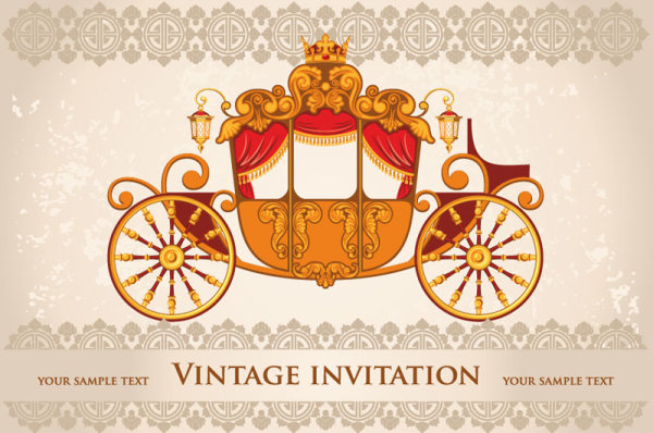 vintage invitation cards background vector 02