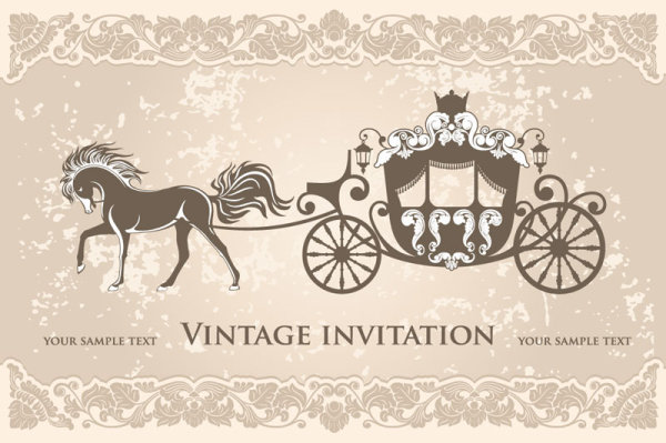 vintage invitation cards background vector 03