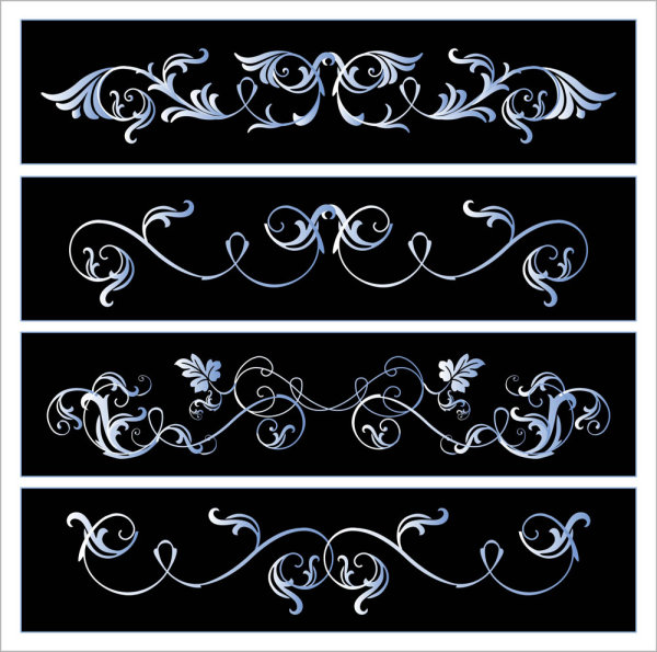 Black and white floral Border vector