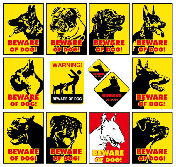 warning signs dog Beware 