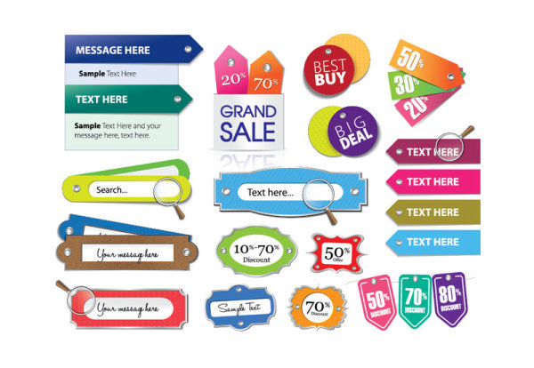 Various Stylish colorful Label stickers vector