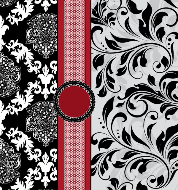 Vintage background with Decoration floral vector 01