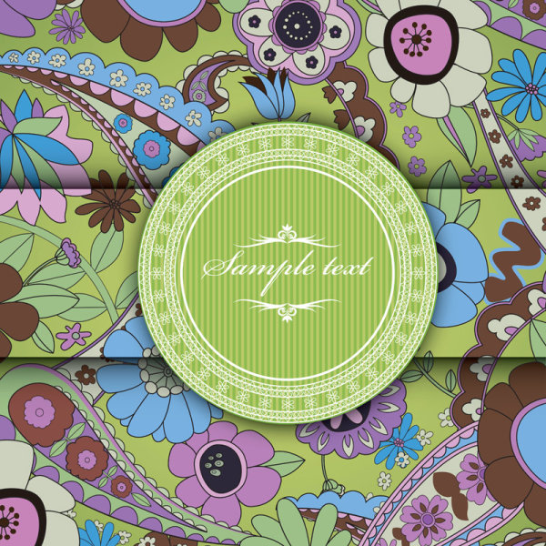 Vintage background with Decoration floral vector 03