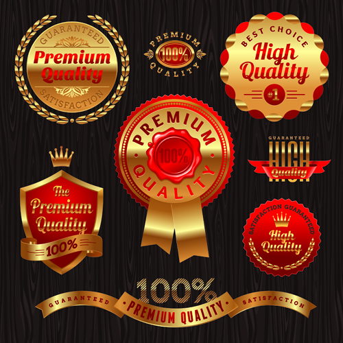 vintage Golden Labels Vector 02