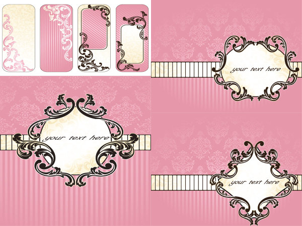 texture template style Pink color pattern lace frame cards background 