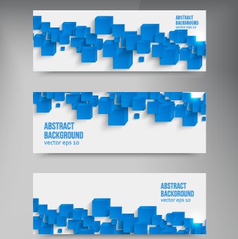 Abstract blue square banner vector 01