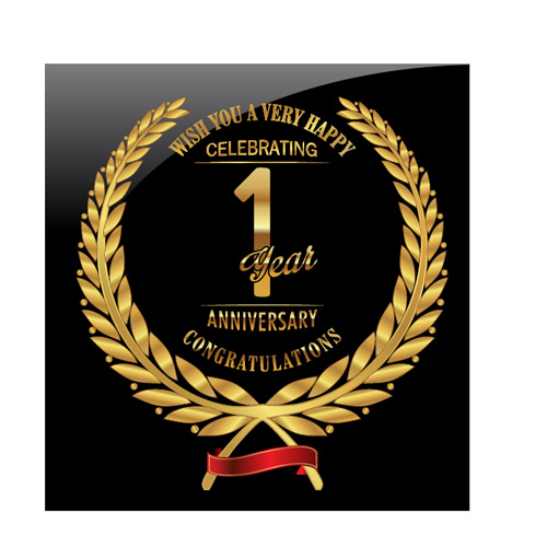 Anniversary celebration golden laurel wreath labels vector 06