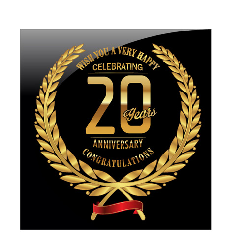 Anniversary celebration golden laurel wreath labels vector 07